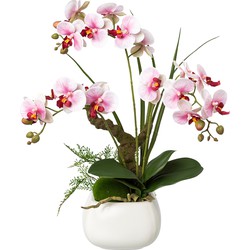 Kopu® Kunstbloem Orchidee 46 cm Lila Bloempot Vierkant - Phalaenopsis
