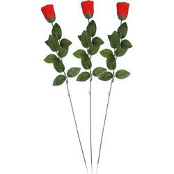 3x Nep planten rode Rosa roos kunstbloemen 60 cm decoratie - Kunstbloemen
