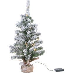 Everlands Kerstboom - met nepsneeuw - verlicht - 90 cm - Kunstkerstboom