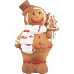 Clayre & Eef Kerstdecoratie Gingerbread man 15 cm Bruin Keramiek