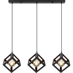 Industriële hanglamp Lydia - L:93cm - E27 - Metaal - Zwart