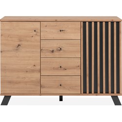 Buffet 2 deuren en 4 laden eikenhouten decor L118 cm - LUBLIN