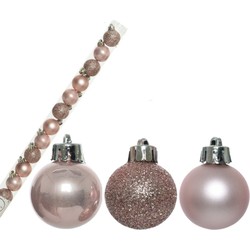 14x stuks onbreekbare kunststof kerstballen blush roze 3 cm - Kerstbal
