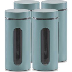 Zeller keuken Voorraadpot - 6x - eucalyptus groen - 1200 ml - D9.5 x 22cm - Voorraadblikken