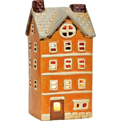 Lichthuis van aardewerk, oranje (B/H/D) 11x22x9cm