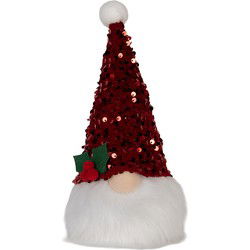 Clayre & Eef Kerstdecoratie met LED-verlichting Kabouter 10x10x25 cm Rood Synthetisch
