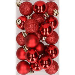 Cosy & Trendy Kerstballen mini - 20x - rood - D3 cm - kunststof - kerstversiering - Kerstbal