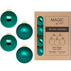 Inge Christmas Goods Kerstballen - 12x - groen - glas - 8 cm - Kerstbal