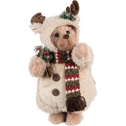 Clayre & Eef Kerstdecoratie Beer 38 cm Beige Bruin Stof