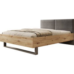 Meubella - Tweepersoonsbed Roma - Grijs - Eiken - 160x200 cm