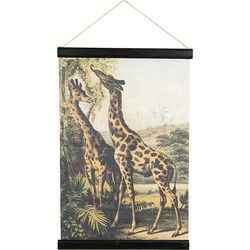 Clayre & Eef Wandkleed Bruin Zwart Linnen Giraffen