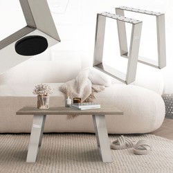 Set van 2 tafellopers 80GRAD helling 40x43 cm zilver 8x2cm roestvrij staal ML-Design
