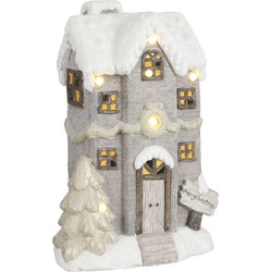 House of Seasons Deco Huis Kerstdorp - 35x25x55 cm- Grijs