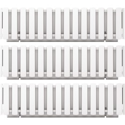 3x stuks fence-look plantenbakken/bloembakken kunststof 58 x 18 x 16 cm parel wit - Plantenpotten