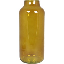 Bloemenvaas - okergeel/transparant glas - H35 x D15 cm - Vazen