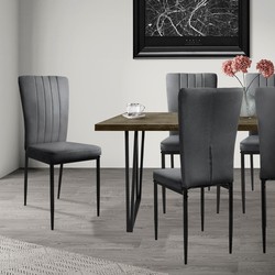 Eetkamerstoel set van 4 grijs met fluwelen bekleding en metalen poten Keukenstoel ML design