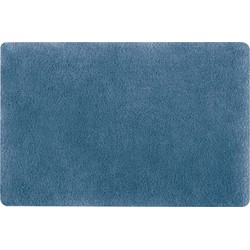 Spirella badkamer vloer kleedje/badmat tapijt - hoogpolig en luxe uitvoering - blauw - 50 x 80 cm - Microfiber - Badmatjes