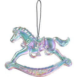 Clayre & Eef Kersthanger Hobbelpaard 8 cm Zilverkleurig Kunststof