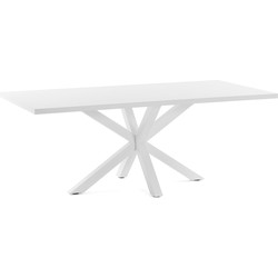 Kave Home - Argo tafel afgewerkt in wit melamine en stalen poten met witte afwerking 200 x 100 cm