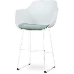 Nino-Liz barkruk wit en zacht groen zitkussen - wit onderstel - 75 cm