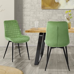 Eetkamerstoel set van 2 salie met fluwelen bekleding en stalen poten Keukenstoel met rugleuning ML design