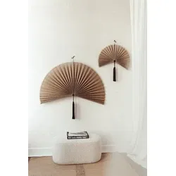 Bamboe waaier Bruin Extra Large | Bamboo wanddecoratie | Muurdecoratie waaier met kwastjes | Interieur eyecatcher | Japandi stijl