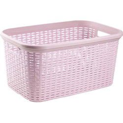 Plasticforte Wasmand - 35L - roze - rotan - 53 x 36 x 26 cm - Wasmanden