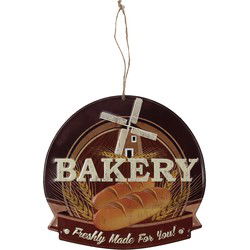 Clayre & Eef Tekstbord  38x40 cm Bruin Ijzer Bakery Wandbord