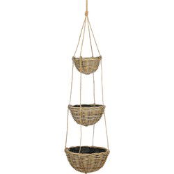 Mica Decorations Plantenbak Marcia - 40x40x150 cm - Rotan - Grijs