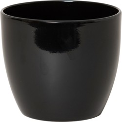 Bloempot glanzend zwart keramiek voor kamerplant H17 x D19.5 cm - Plantenpotten