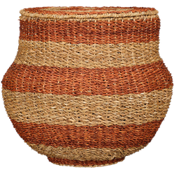 Mica Decorations Tacoma Opbergmand met Deksel - H48 x Ø55 cm - Jute - Oranje