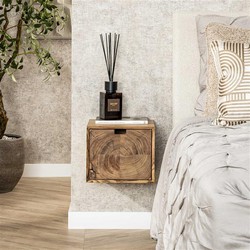 Hoyz Collection - Nachtkastje Block Zwevend 1 Lade - Massief Acacia Naturel