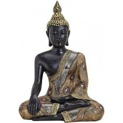 Decoratie boeddha beelden voor binnen zwart/goud 45 cm - Beeldjes