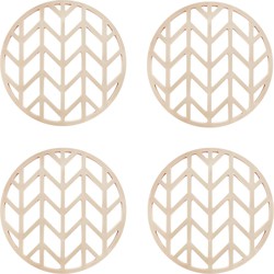 Krumble Pannenonderzetter met pijlen patroon - Beige - Set van 4