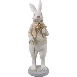 Clayre & Eef Beeld Konijn 12x9x31 cm Wit Polyresin Woonaccessoires