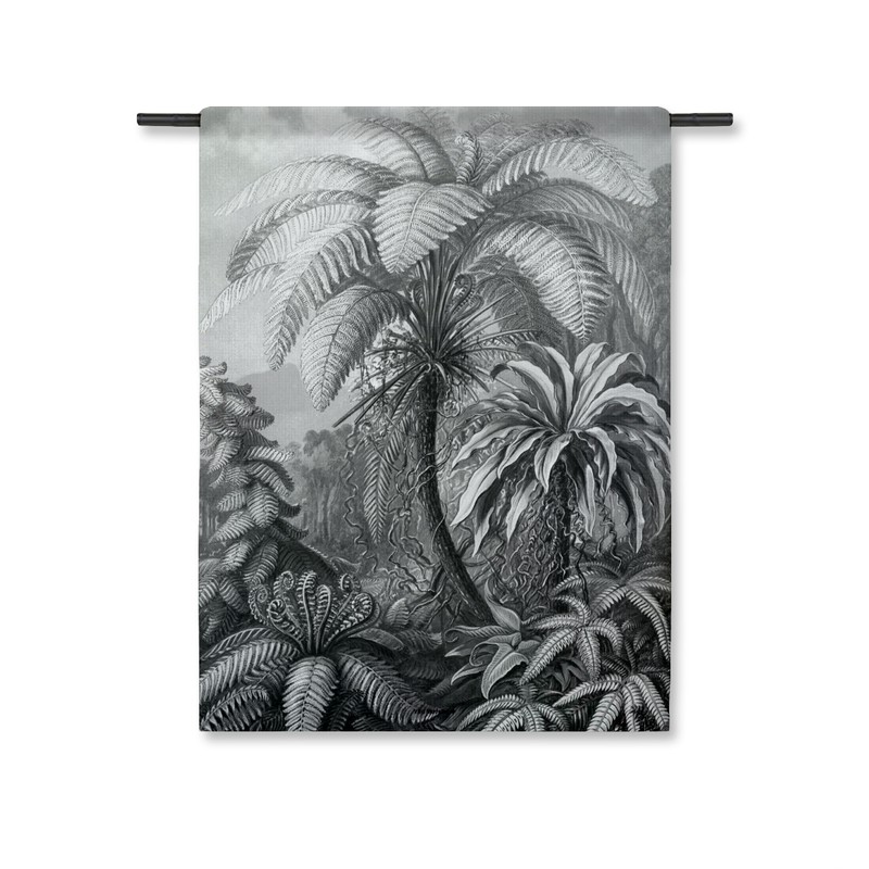 Wandkleed Jungle zwart wit (90 centimeter x 120 centimeter) - 