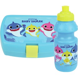 2x Kinder lunch set Baby Shark van kunststof - Lunchboxen