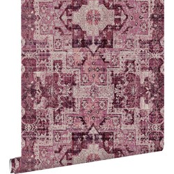 ESTAhome behang oosters kelim tapijt bordeaux rood - 53 cm x 10,05 m - 148657