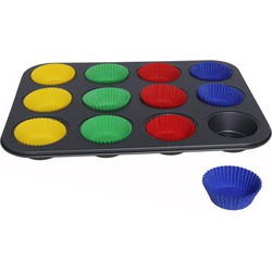 Muffins en cupcakes bakken bakvorm/bakblik 35 x 26 cm - voor 12x stuks - Muffinvormen / cupcakevormen