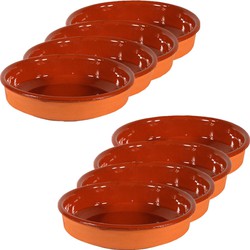 8x Terracotta tapas bakjes/schaaltjes 16 cm en 14 cm - Snack en tapasschalen