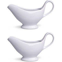 Juskom/sauskom/sauciere - 2x - 7 x 21 x 11,5 cm - porselein - juskannen - Schenkkannen