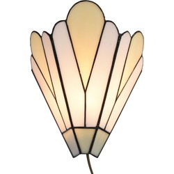 LumiLamp Wandlamp Tiffany 20x10x29 cm Wit Beige Glas Metaal