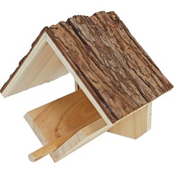 Boon Voederhuisje - hout - dak van boomschors - 16 cm - Vogelvoederhuisjes