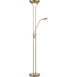 Klassieke vloerlamp 50/50/180cm - dimbare staande lamp met flexibele leeslamp - Brons - LED geintegreerd - geschikt voor woonkamer, slaapkamer, thuiskantoor