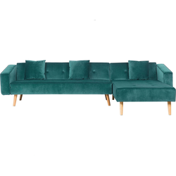 VADSO - Hoekslaapbank - Smaragdgroen - Linkerzijde - 303 cm - Fluweel
