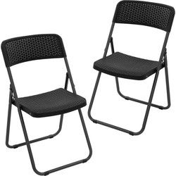 Set van 2 balkonstoelen opvouwbaar rotan look zwart bistrostoel tuinstoel