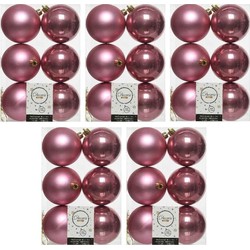 30x Kunststof kerstballen glanzend/mat oud roze 8 cm kerstboom versiering/decoratie - Kerstbal