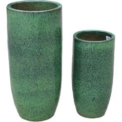 PTMD Dezzel Green Glazed Round Ceramic Pot High SV2