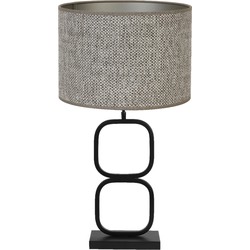 Tafellamp Lutika/Saverna - Zwart/Beige - Ø30x67cm