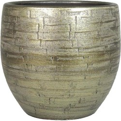 Plantenpot/bloempot keramiek glans goud stones patroon - D18/H16 cm - Plantenpotten
